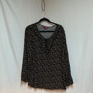 Elegant Black and Gold Floral Blouse Fun & Flowing